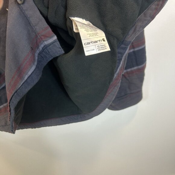 Carhartt Rugged Flex Flannel Fleece Lined Shirt Shacket Striped 104913 Size 4XL - Picture 7 of 10